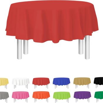 Solid Color Disposable Plastic Round Tablecloth